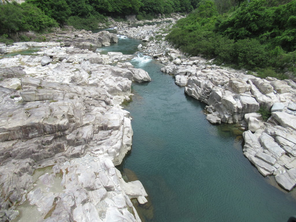 中川原の柿其橋の上から見た木曽川景観